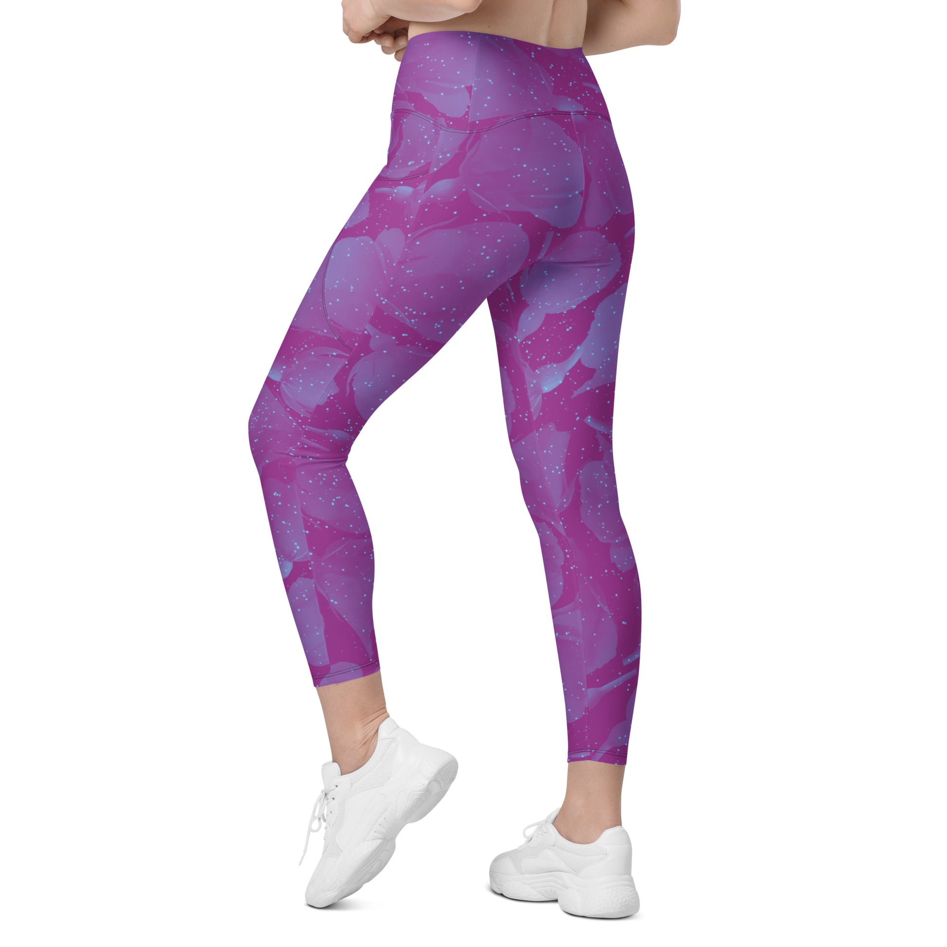 Night Flowers Women's Recycled Crossover Leggings With Pockets - FLAKOUT