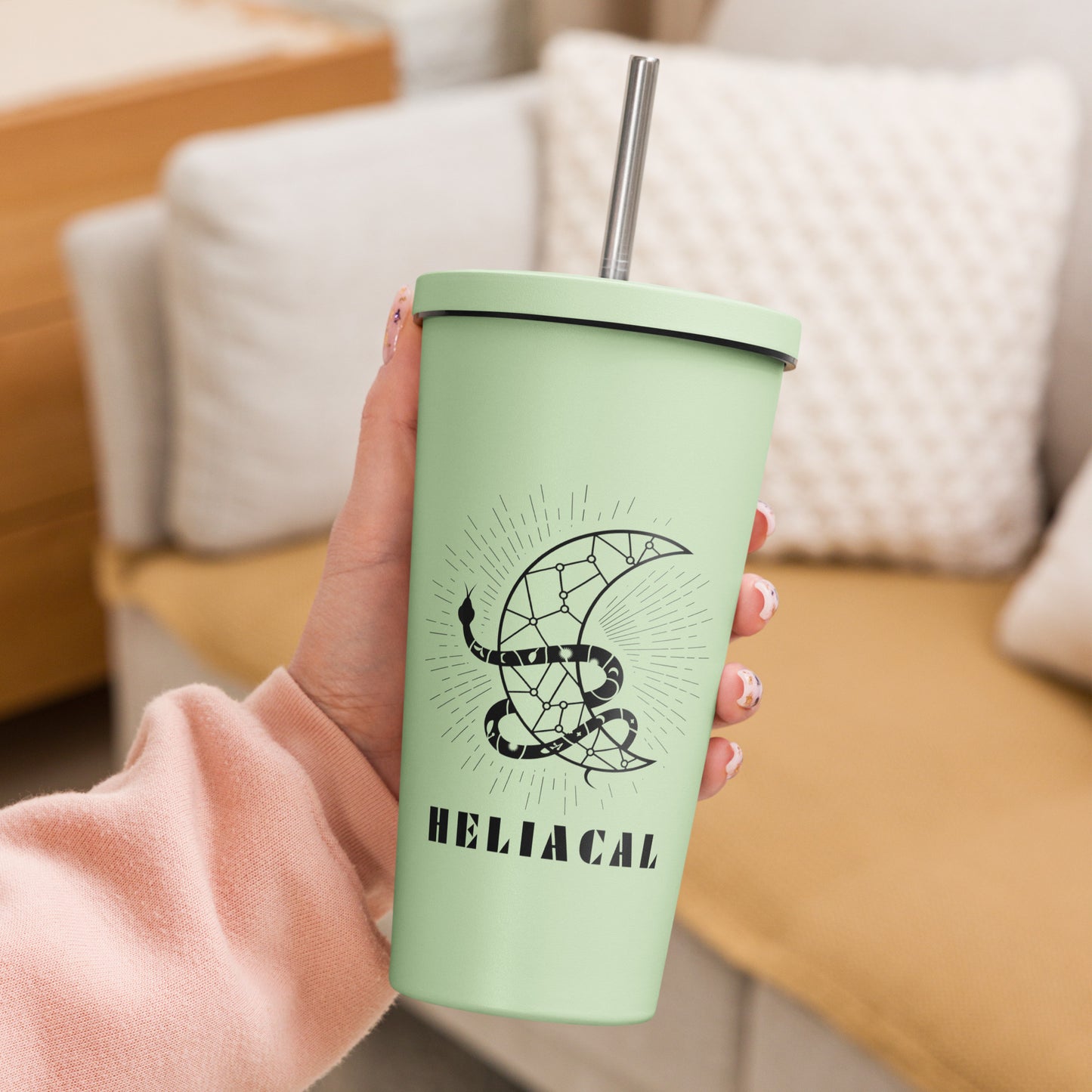 Celestial Heliacal Glow Insulated Tumbler With A Straw - FLAKOUT