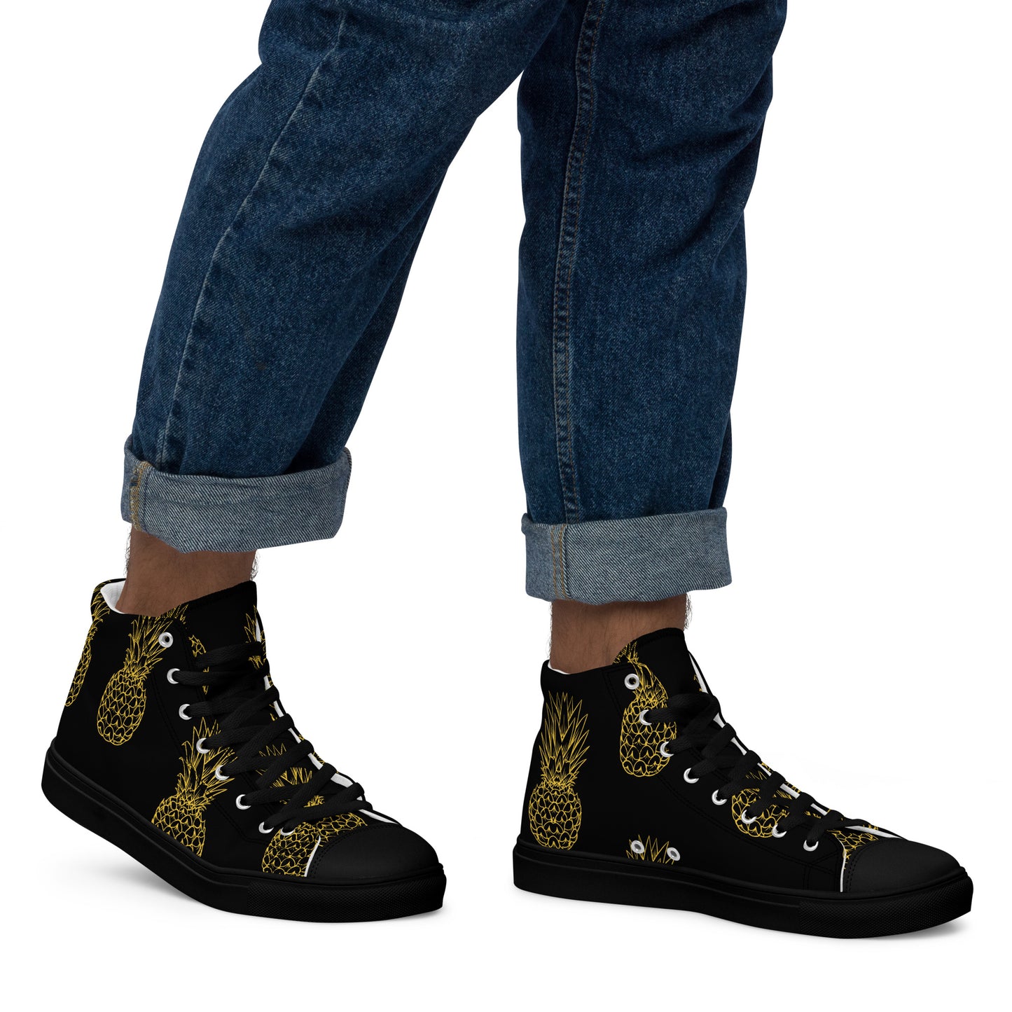 Pineapple Bliss Men’s High Top Canvas Shoes - FLAKOUT