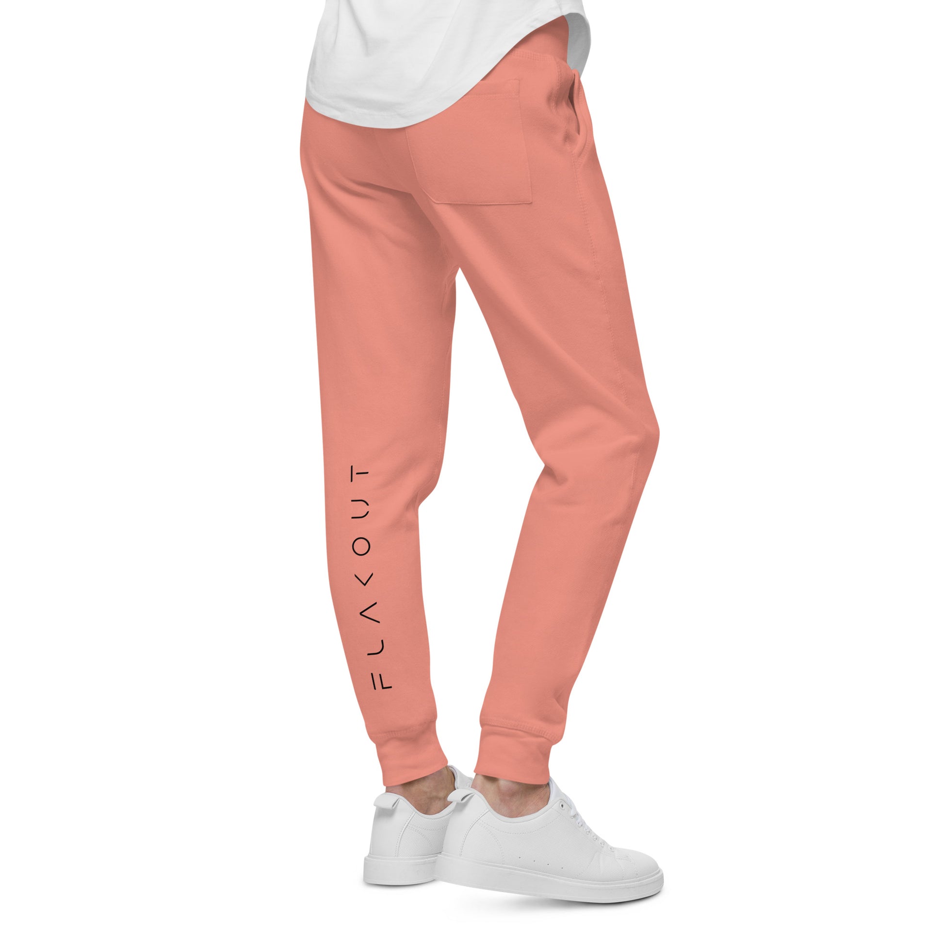 FLAKOUT Logo Back Leg Unisex Fleece Sweatpants - Dusty Rose - FLAKOUT