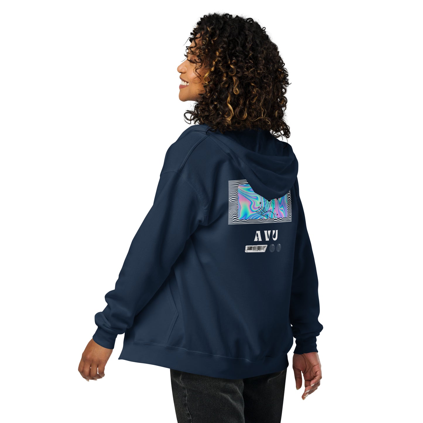 Echoes Of Dejavu Heavy Harmony Fusion Zip Hoodie - Navy - FLAKOUT