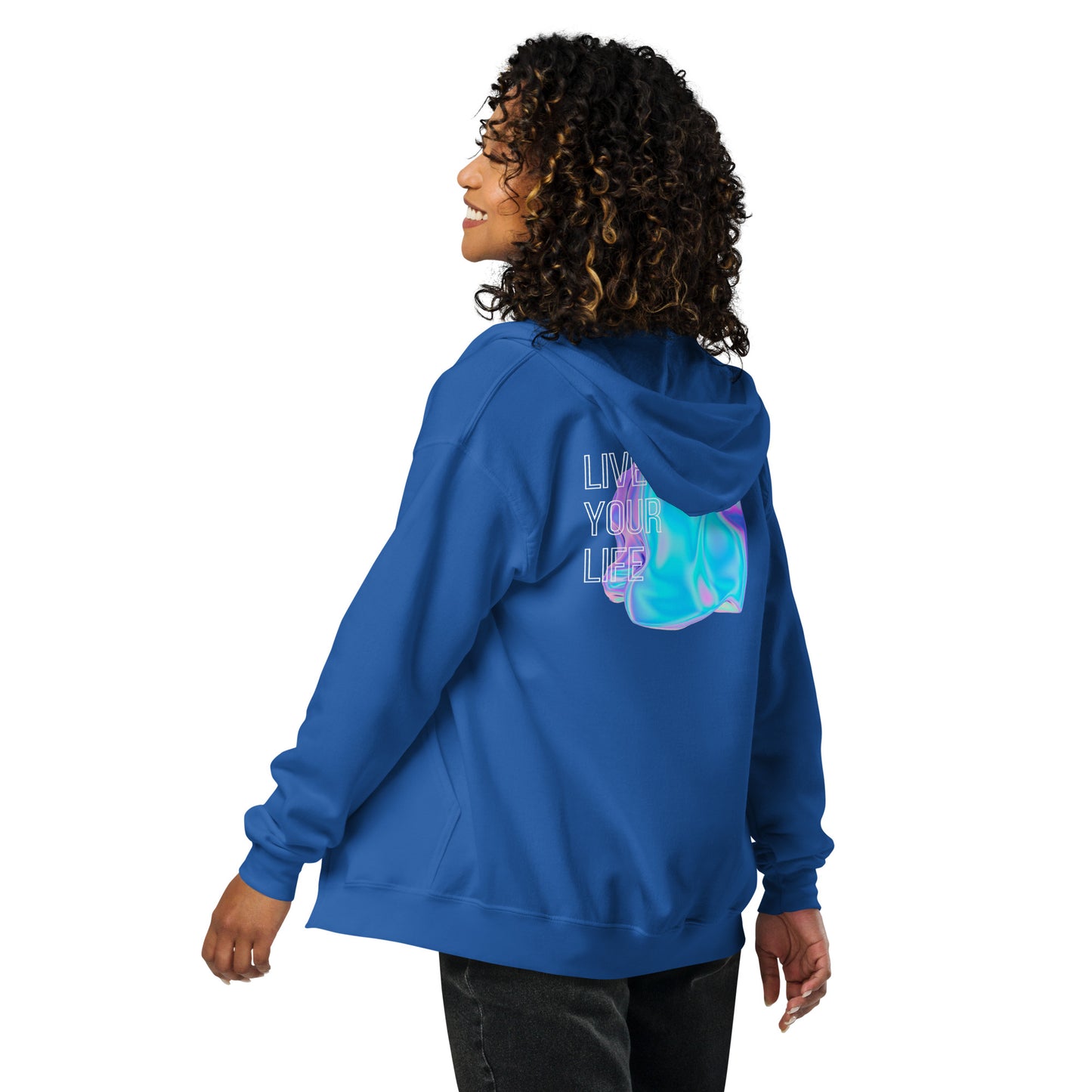 Vivid Existence Live Your Life Heavy Harmony Fusion Zip Hoodie - Royal - FLAKOUT