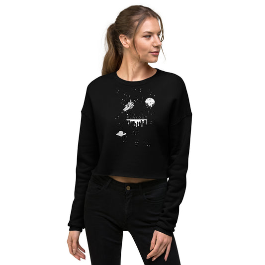 Astronaut Women's Crop Sweatshirt - Black - FLAKOUT