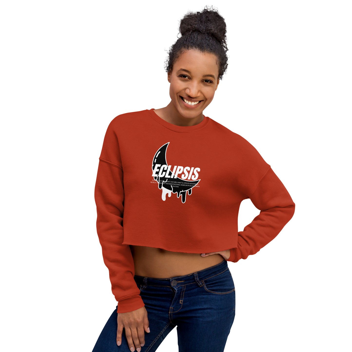 Lunar Eclipsis Women's Crop Sweatshirt - Brick - FLAKOUT