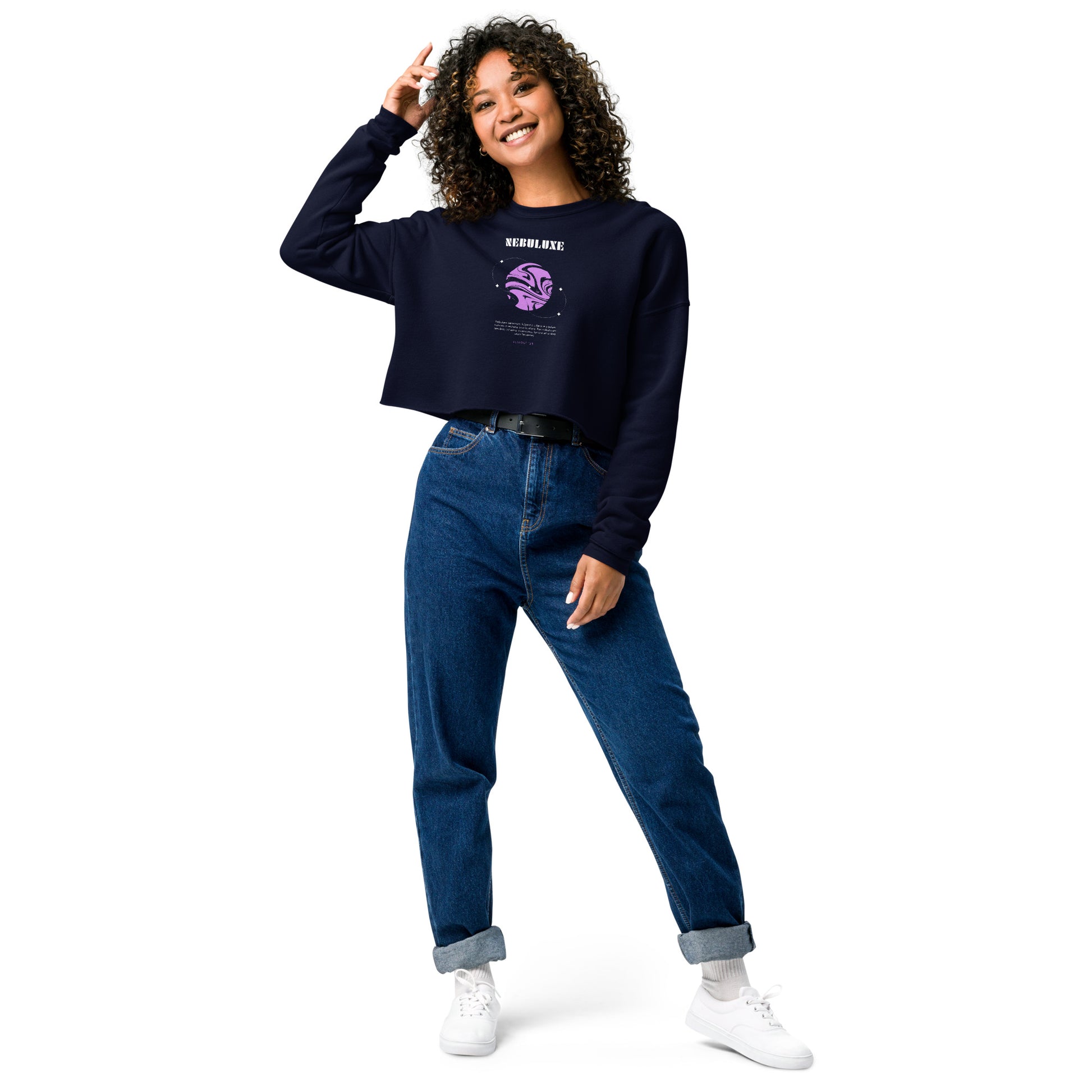 Nebuluxe Brilliance Women's Crop Sweatshirt - Navy - FLAKOUT