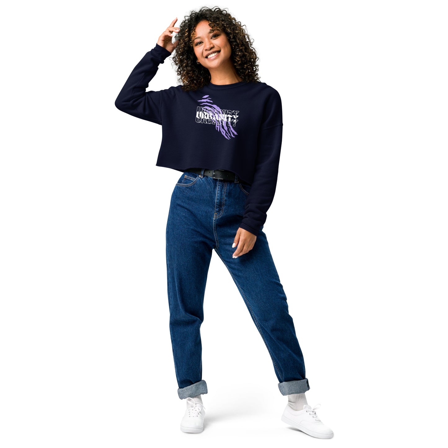 Streetwise Urbanity Women's Crop Sweatshirt - Navy - FLAKOUT